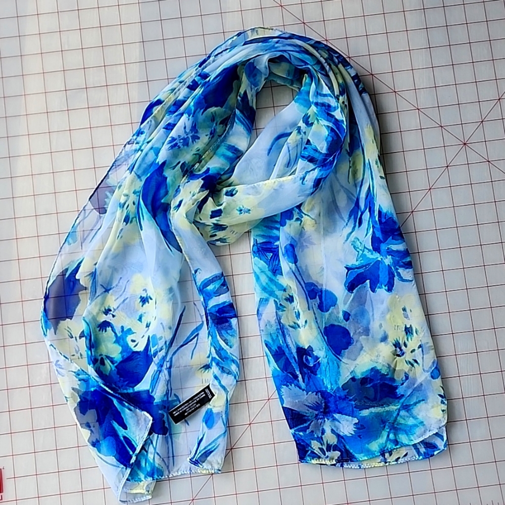 Neck Scarf  light blue yellow Floral Neck wrap